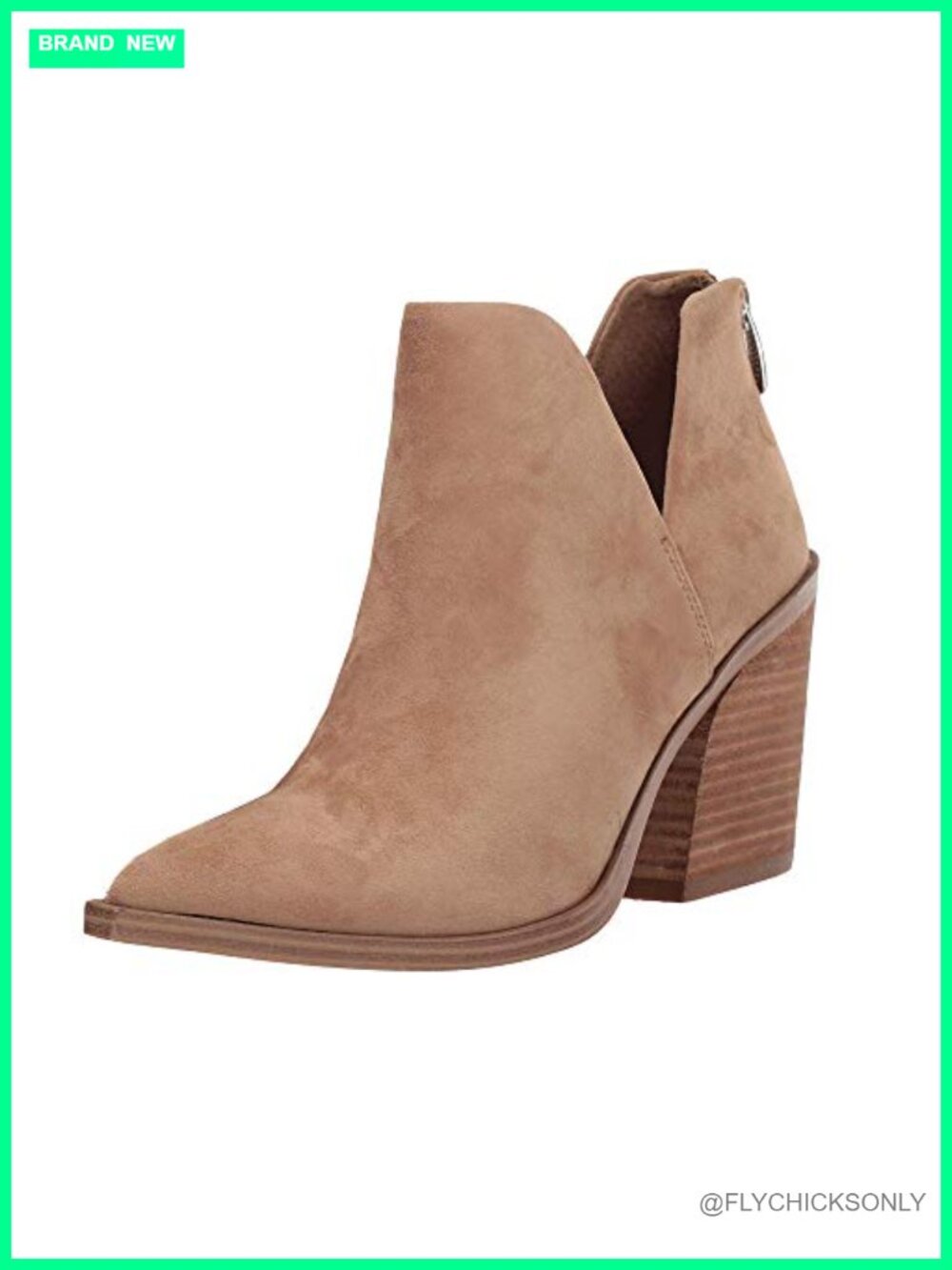 Womens Slip On Ankle Boots V Cutout Pointed Toe Chunky Stacked Mid Heel Booties
